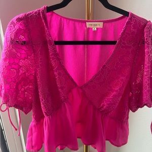 Floral Eyelet Embroidered Hot Pink Top
